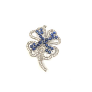 575-10163 - 18-Karat White Gold Sapphire & Diamond Pin