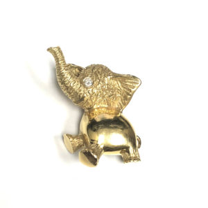 PIN01014 - 18-Karat Yellow Gold Diamond Elephant Pendant