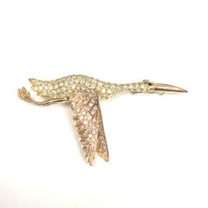PIN01049 - 18-Karat Yellow and Rose Gold Diamond Fenix Pin