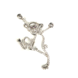 PIN01127 - 18-Karat White Gold Diamond & Ruby Pin