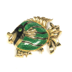 PIN01226 - 18-Karat Yellow Gold Enamel Fish Pin