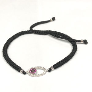 B02730-18-Karat White Gold Diamond & Pink Sapphire Cord-Bracelet