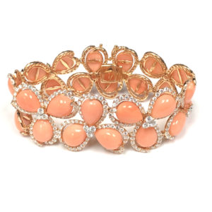 B02738-18-Karat Rose Gold Diamond & Coral Bracelet