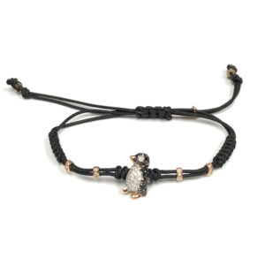 B02750 - 18-Karat Rose Gold Black & White Diamond Cord Bracelet