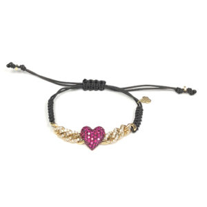 B02759-18-Karat Yellow Gold Diamond & Ruby Cord Bracelet