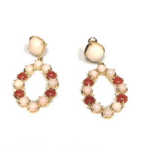 E04820-18-Karat Yellow Gold Coral & Diamond Earring