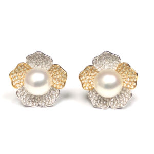 E04844-18-Karat White & Yellow Gold Diamond & Pearl Earring