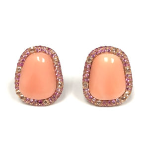 E04851-18-Karat Rose Gold Diamond, Pink sapphire & Coral Earring