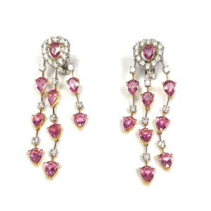 E04876-18-Karat White & Yellow Gold Diamond & Pink sapphire Earring