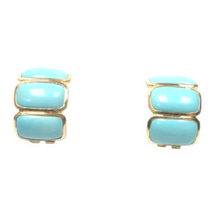 E04893-18-Karat Yellow Gold Turquoise Earring