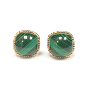 E04895-18-Karat Yellow Gold Malachite Earring