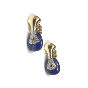 E04925-18-Karat White & Yellow Gold Lapiz & Diamond Earring