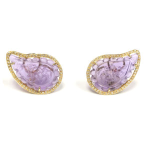 E04966-18-Karat Yellow Gold Amethyst & Diamond Earring