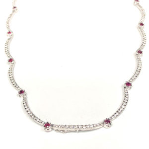 N/L03213-18-Karat White Gold Diamond & Ruby Necklace