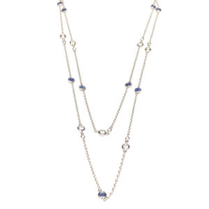 N/L03297-18-Karat White Gold Sapphire & Diamond Chain