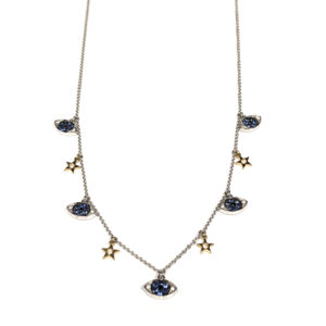 N/L03316-18-Karat White Gold Diamond & Sapphire Chain