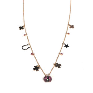 N/L03317-18-Karat Rose Gold Diamond & Ruby Chain