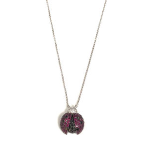 N/L03350-18-Karat White Gold Diamond & Ruby Chain