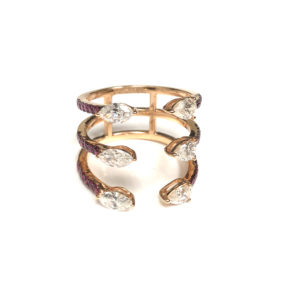 R03218-18-Karat Rose Gold Diamond & Ruby Ring