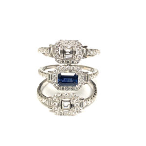 R03219-18-Karat White Gold Diamond & Sapphire Ring