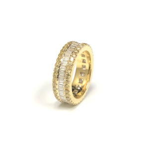 R03243-18-Karat Yellow Gold Yellow-Diamond & Baguette-Diamond Ring