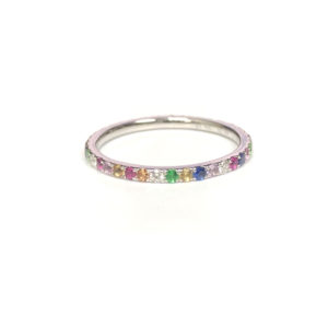 R03252-18-Karat White Gold Diamond & Color-Sapphire Band