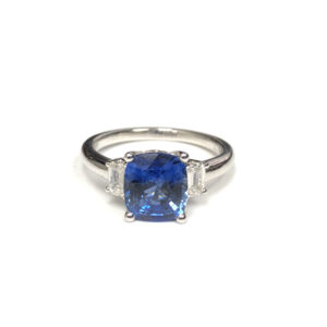 R03262-18-Karat White Gold Sapphire & Diamond Ring