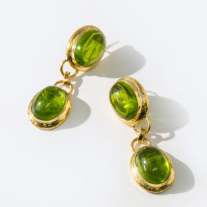 Sculptural Peridot & Gold Statement Earrings