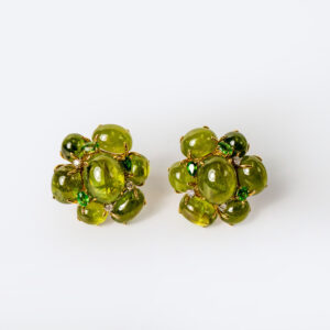 Peridot and Tsavorite Floral Earrings with Diamond Accents