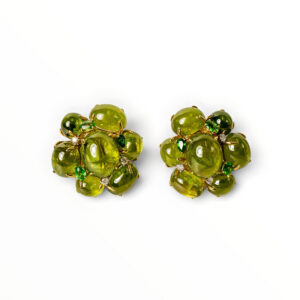 Peridot and Tsavorite Floral Earrings with Diamond Accents