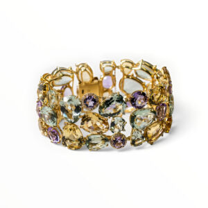 Amethyst, Prasiolite, Citrine & Diamond Bracelet in 18kt Gold