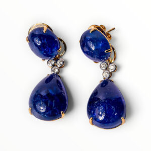 Tanzanite & Diamond Drop Earrings in 18kt Gold