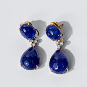 Tanzanite & Diamond Drop Earrings in 18kt Gold