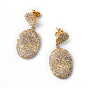 Pavé Diamond Drop Earrings in 18kt Yellow Gold