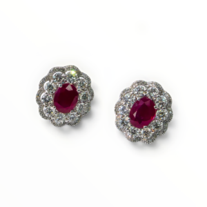 Ruby & Diamond Earrings in 18kt White Gold