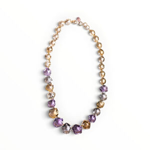 18kt Gold Multi-Gemstone Necklace with Amethyst, Prasiolite & Diamonds
