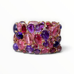 Multi-Stone Tourmaline, Amethyst & Rubellite Bracelet with Diamonds