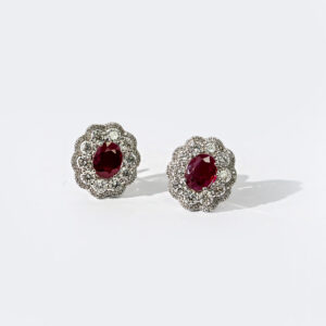 Ruby & Diamond Earrings in 18kt White Gold