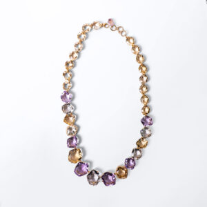 18kt Gold Multi-Gemstone Necklace with Amethyst, Prasiolite & Diamonds