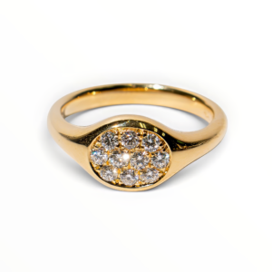 18kt Yellow Gold Diamond Signet Ring