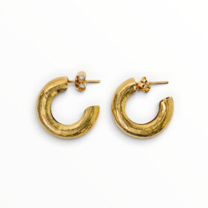 18kt Yellow Gold Textured Hoop Earrings