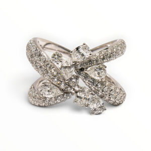 18kt White Gold Multi-Shape Diamond Statement Ring