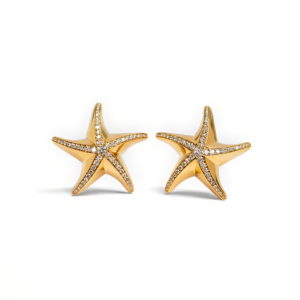 18kt Yellow Gold Diamond Starfish Earrings