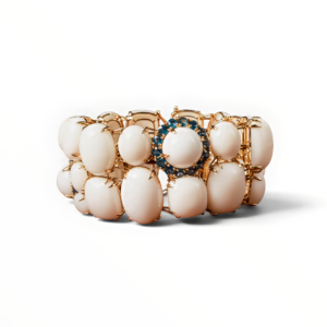Sculptural White Coral & Sapphire Bracelet
